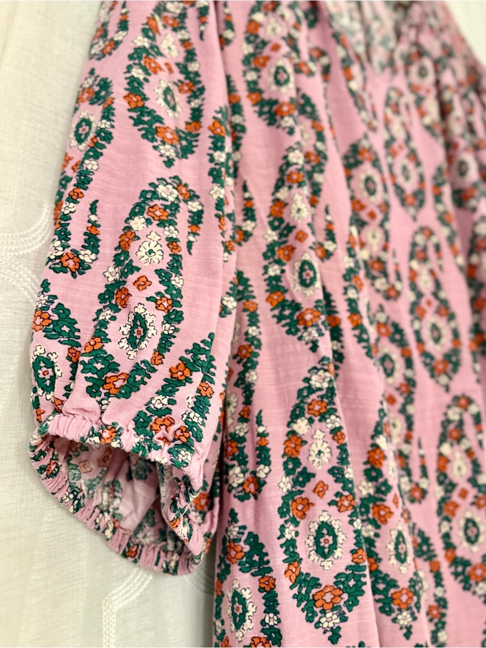 Knox Rose 3X Pink Boho Floral Tie Waist Peasant Dress Plus Size - Picture 8 of 12